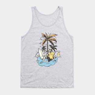 Skeleton Surfer relax under the palm tree Tank Top